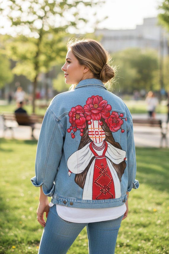 Unique Women’s Denim Art • Custom Painted Clothing Gift