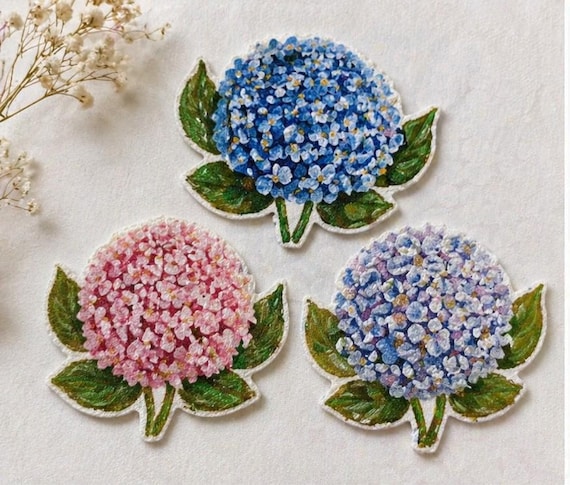 Hand Painted Hydrangea Patch, Floral Patch, Custom Flower Patch, Denim Bag Jacket Patch