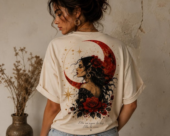 La Luna Roja is more than a T-shirt — it’s wearable art inspired by feminine energy, Spanish soul, and celestial beauty