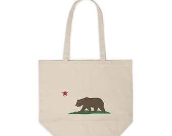 California Bear Canvas Tote Bag Eco-Friendly Reusable Shopping and Beach Bag