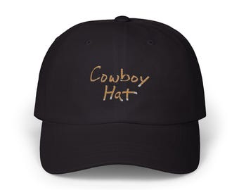 Cowboy Hat Black Dad Cap | Cotton Embroidered Cap, Western Streetwear, Unisex Adjustable Baseball Hat