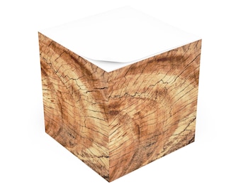 Woodgrain Sticky Note Cube | Desk Notepad Block | 700 Sheets