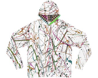 Splatter Paint Hoodie Unisex All Over Print Streetwear Pullover with Patterned Hood