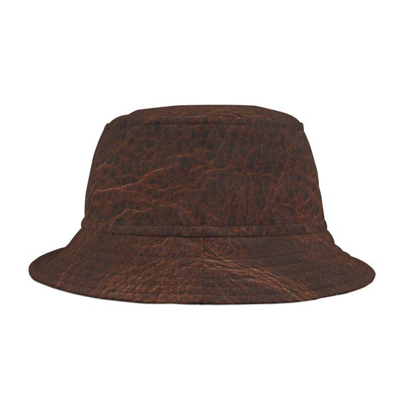 Faux Leather Bucket Hat Unisex Vintage Style Fisherman Hat  display picture 1