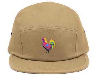 Colorful Rooster 5-Panel Cotton Cap Adjustable Streetwear Hat