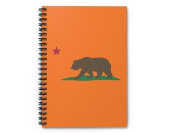 California Bear Spiral Notebook Ruled Line Journal 118-Page Orange Cover Notepad for School, Office, or Gifts