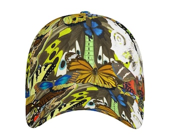 Butterfly Print Snapback Hat Colorful Unisex Baseball Cap with Adjustable Closure