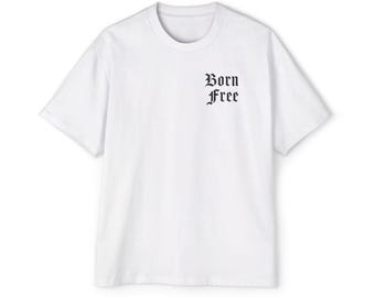 Born Free Oversized T-Shirt  Western Cowboy Cactus Graphic | Heavyweight 100% Cotton Tee | Streetwear Western Shirt  Unisex Boxy Fit