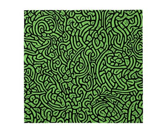 Neon Green Abstract Bandana  Lightweight Fashion Scarf for Neck, Hair, Head or Bag