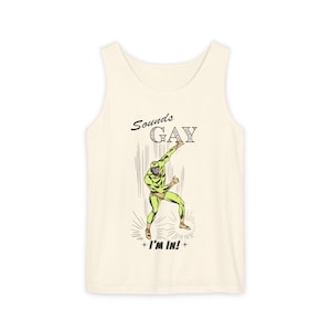 Sounds Gay, I&#39;m In! Funny Unisex Tank Top Pride Graphic Muscle Tee Eco Friendly Cotton LGBTQ Festival Shirt