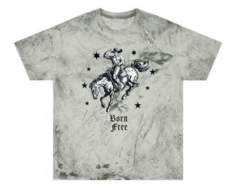 Born Free Cowboy Graphic Tee , Smoke Color Blast Shirt , Vintage Western Horse Rider , Soft-Washed Unisex Comfort Colors T-Shirt