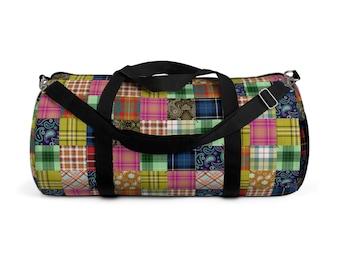 Colorful Plaid Duffel Bag Lightweight Travel Gym Bag with Shoulder Strap