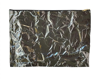 Aluminum Foil Accessory Pouch, Travel Bag Organizer, Metallic Makeup Bag, Unique Gift Idea, Cosmetic Storage Case, Zipper Pouch