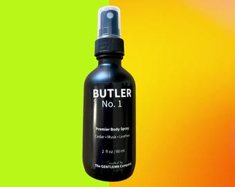 Butler No. 1 Men’s Body Spray – Cedarwood & Leather Musk – Long-Lasting Fine Fragrance Mist – Masculine Natural Scent