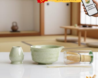 茶道具セット 手作り茶碗と茶器 手作りの陶器製抹茶碗セット、竹製の茶筅と茶杓付き、日本の茶道、お茶