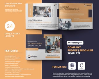 Company Profile and Brochure Template | PowerPoint & Canva | Digital and A4 Print-Ready Presentation | Corporate Style
