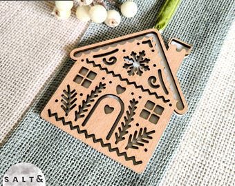 Gingerbread House Ornament SVG | Laser Cut Christmas Decoration | Instant Digital Download Laser Cut Christmas Ornaments
