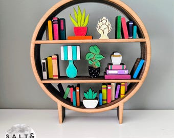 Mehrschichtige Bücherregal Pflanze SVG: Laser Cut Bücherregal Dekor (Digitaler Download)