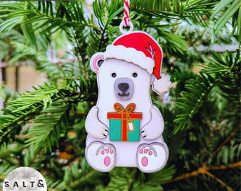Polar Bear Christmas Ornament SVG – Laser Cut File (Digital Download) laser cut ornament