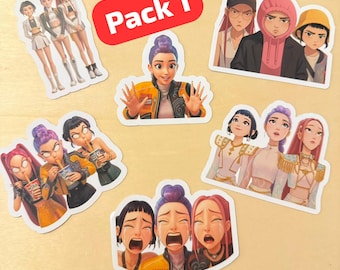 Demon Hunters K-POP - HUNTRIX - Zoey, Rumi, Mira / Saja Boys - sticker - stickers - decals - cute kawaii - anime - demon hunters