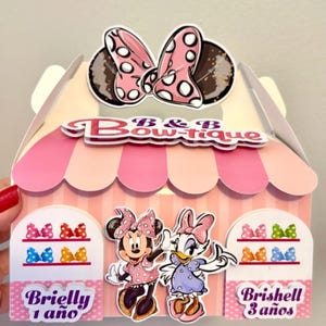 Minnie Mouse Boutique Candy Box / Personalisierte Geschenkbox / Minnie und Daisy / Party-Gastgeschenkboxen / Geburtstag / Minnie-Gastgeschenke