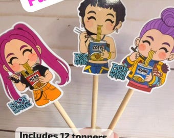 Demon Slayers K-Pop Huntrix Cupcake Toppers / Birthday Decorations / K-Pop Decorations / Party Cupcake Picks / Saja Boys Rumi