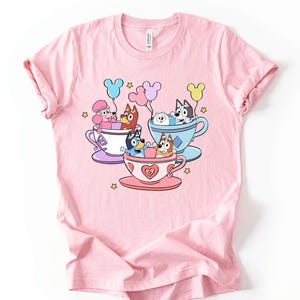 Blue Dog and Friends Shirt – Birthday Tee for Kids – Cute Cartoon Bingo Muffin Blue Dog Family – Summer Fun Shirt – Blue Dog Party Outfit