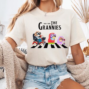Kids Grandma Cartoon Shirts, Blue Dog Grannies, Cute Family T-shirt, Blue Cartoon Tees, Blue Family Shirt, Mothers Day Gift Blue Dog Shirt