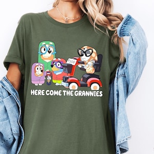 Janet Rita Shirt, Grandma Blue Dog Tee, Here Come Grannies, Grandma Bingo, Granny Muffin, Funny Blue Shirt, Blue Party Gift,Blue Cartoon Tee