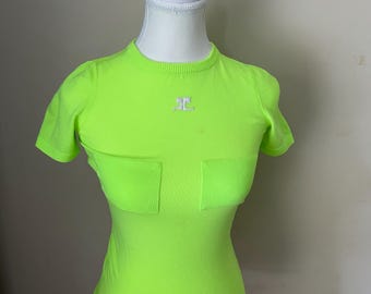 Courréges neon yellow t-shirt Circa 1970’s Small