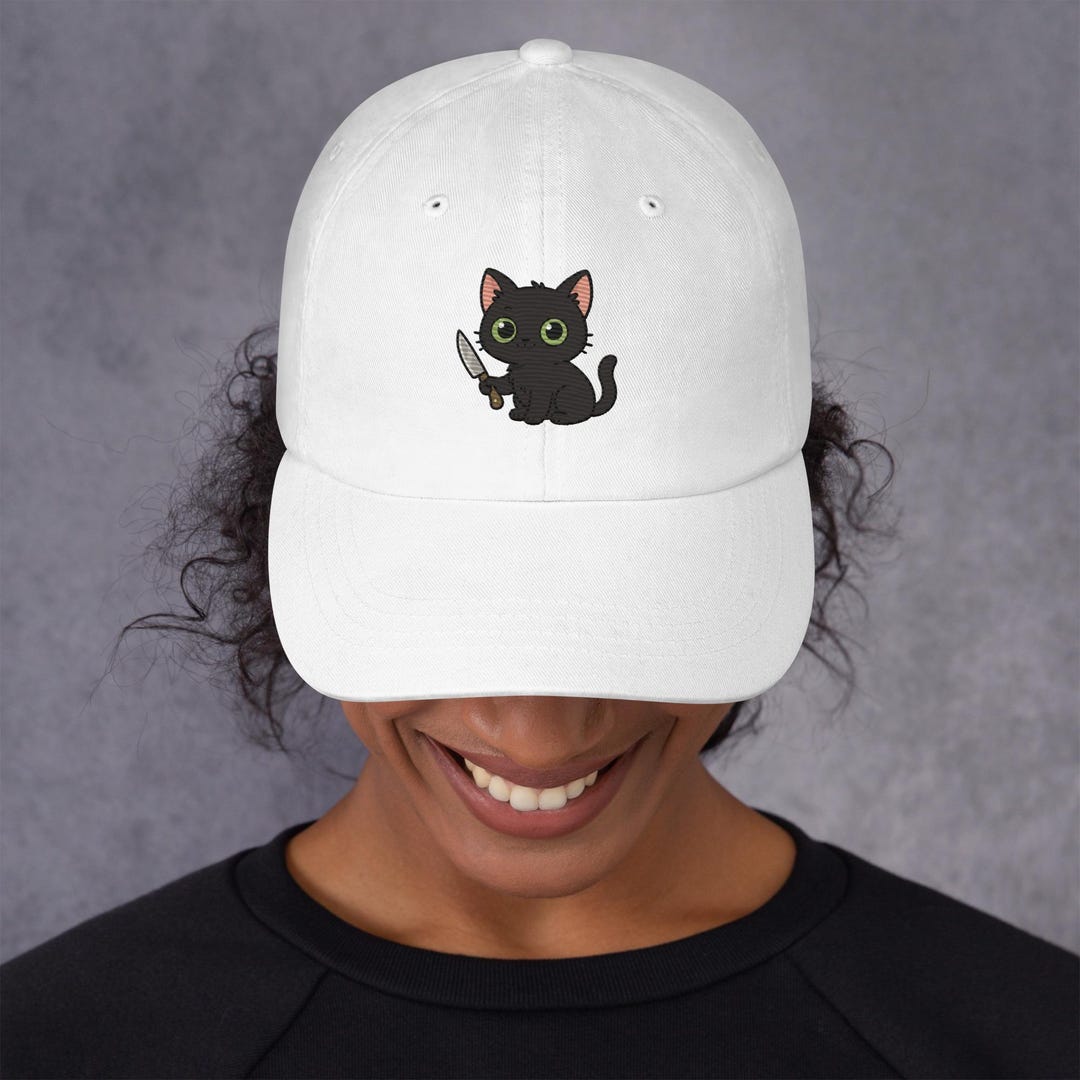 Embroidered Black Cat Baseball Cap | Spooky Cat Hat, Unisex Halloween ...
