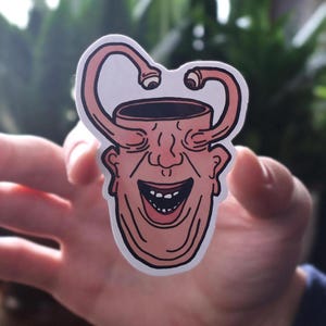 Funny Sticker – Empty Head Guy Water Resistant Meme Sticker for Laptop, Water Bottle, Skateboard, | Weird Gag Gift, Edgy Aesthetic Sticker