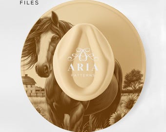 Farm Horse Wide Brim Hat Template, Engraving Design (PNG, PDF)