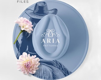 Cowgirl Hat Burning Template, Wide Brim Hat Engraving (PNG, SVG, PDF)