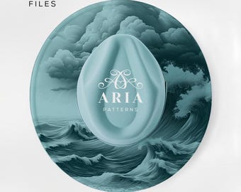 Ocean Waves Hat Engraving Template, Wide Brim Design (PNG + PDF)