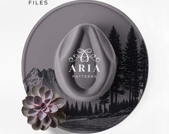 Mountains Wildflowers Hat Burning Template, SVG PNG PDF (Digital Download)