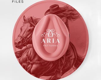 Cowgirl Horse Hat Engraving Template, Burned Hat Design (PNG, PDF)