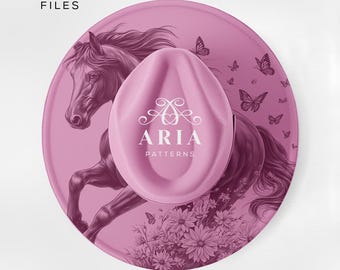Horse Butterfly Hat Burning Design, Wide Brim Hat Template, Burned Hat Templates, Laser Engraving (PNG + PDF)