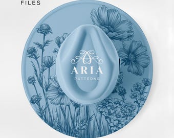 Wildflower Design for Hat Burning, Pattern Engraving Template Design, (PNG + PDF)