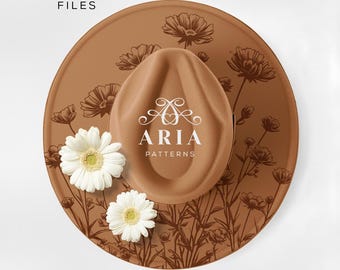 Wildflower Hat Engraving Template, Wide Brim Hat SVG PNG PDF (Digital Download)