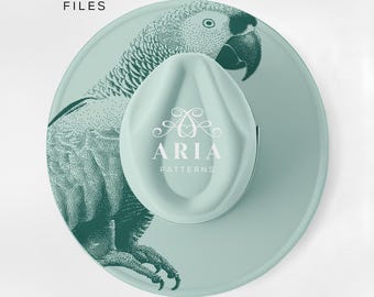 Parrot Burned Hat Template, Wide Brim Design (PNG, PDF)