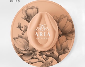 Magnolia Flowers Blooming, Wide Brim Hat Template, Laser  display picture 1