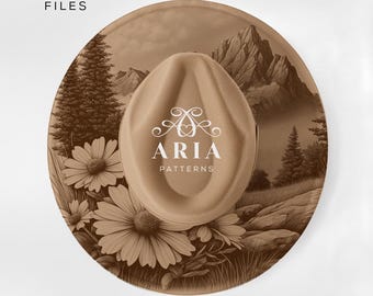 Mountain Daisy Hat Template, Wide Brim Burning PNG (Digital Download)