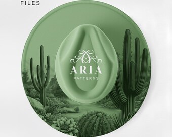 Cactus Desert Hat Engraving Template, Wide Brim Design (PNG + PDF)