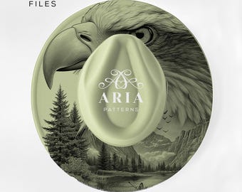 Eagle with Mountain Landscape Hat Engraving Template, Wide Brim Hat Design (PNG + PDF)