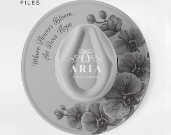 Orchid Flower Hat Template, Burned Hat Design (PNG + PDF)