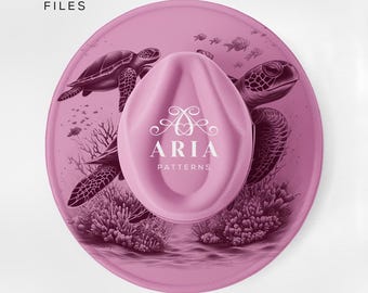 Sea Turtle Hat Engraving Template, Wide Brim Hat Design (PNG + PDF)