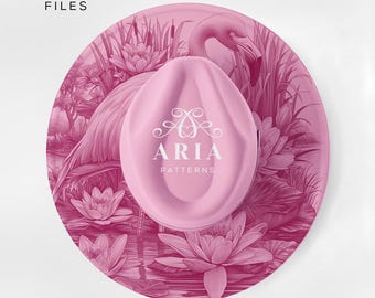Flamingo with Lotus Hat Engraving Template, Wide Brim Hat Design (PNG + PDF)