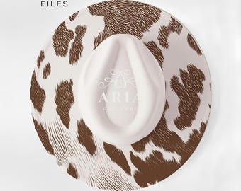Cow Skin Hat Laser Engraving Pattern, Wide Brim Hat (SVG, PNG, PDF)