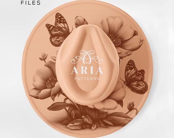 Butterfly Flowers Wide Brim Hat Engraving Template (PNG + PDF)